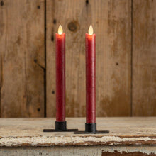 9.5" Moving Flame Red Taper Candles - Set of 2