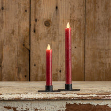 9.5" Moving Flame Red Taper Candles - Set of 2