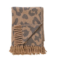 Leopard Print Throw with Fringe