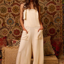 Adjustable Straps Jumpsuit With Pockets - Cream