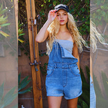 Front Bib Pocket Rolled Hemlines Denim Overalls