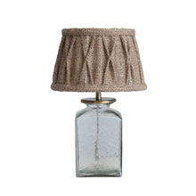 Glass & Metal Table Lamp with Pintucked Jute Shade - Antique Bronze Finish