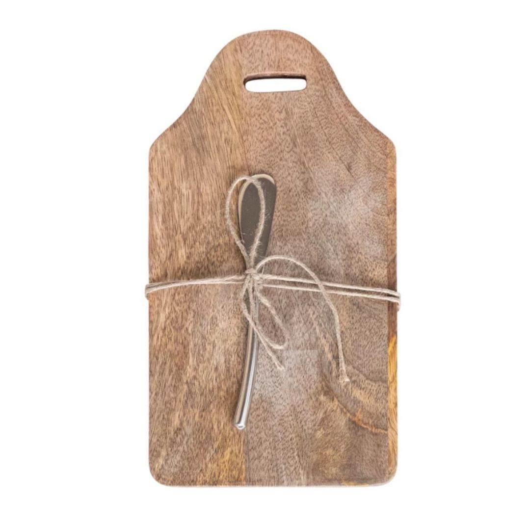 Mango Wood Cheese/Cutting Board w/ Laser Cut Design