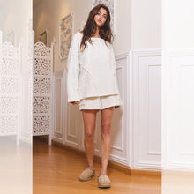 Oversized Solid Raw Edge Detail Long Sleeves Top - White