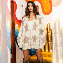 Oversized Star Pullover Sweater Cardigan - Cream