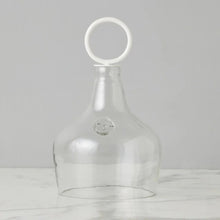 Bianca Glass Cloche – with Small White Ring Handle Display