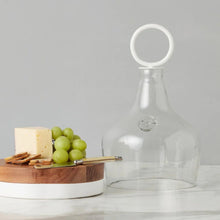 Bianca Glass Cloche – with Small White Ring Handle Display
