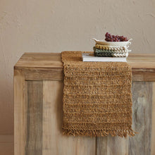 Woven Raffia Table Runner with Fringe