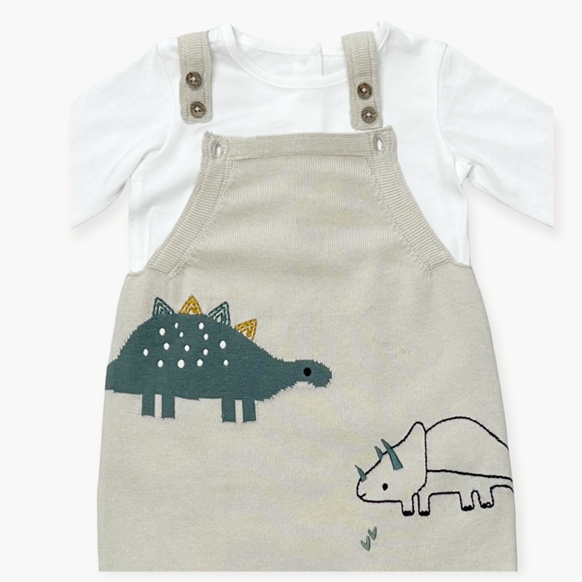 Dino Jacquard Sweater Knit Baby Overall