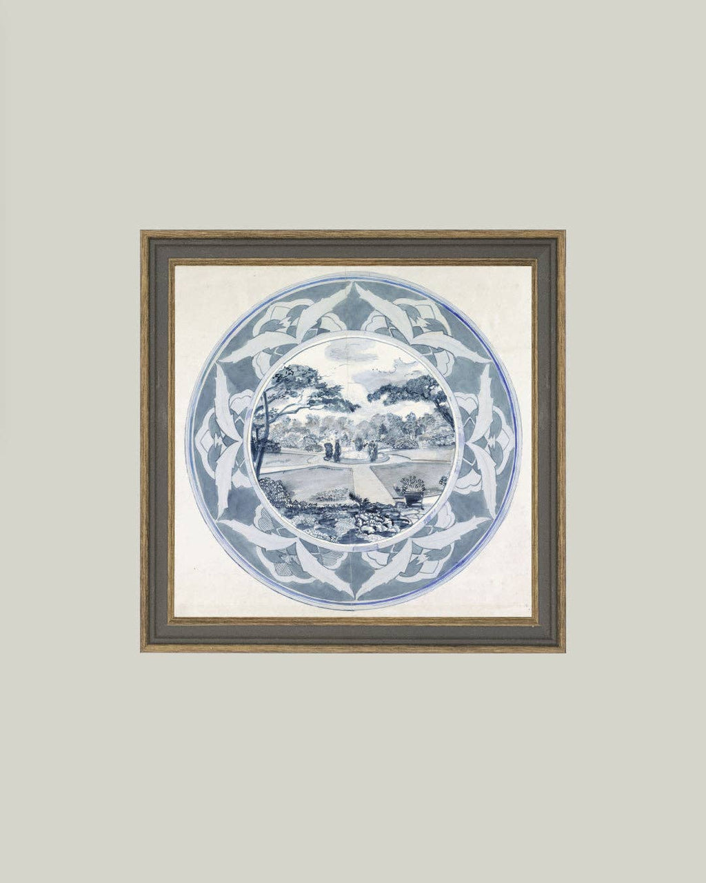Garden View Design Framed Antique Art