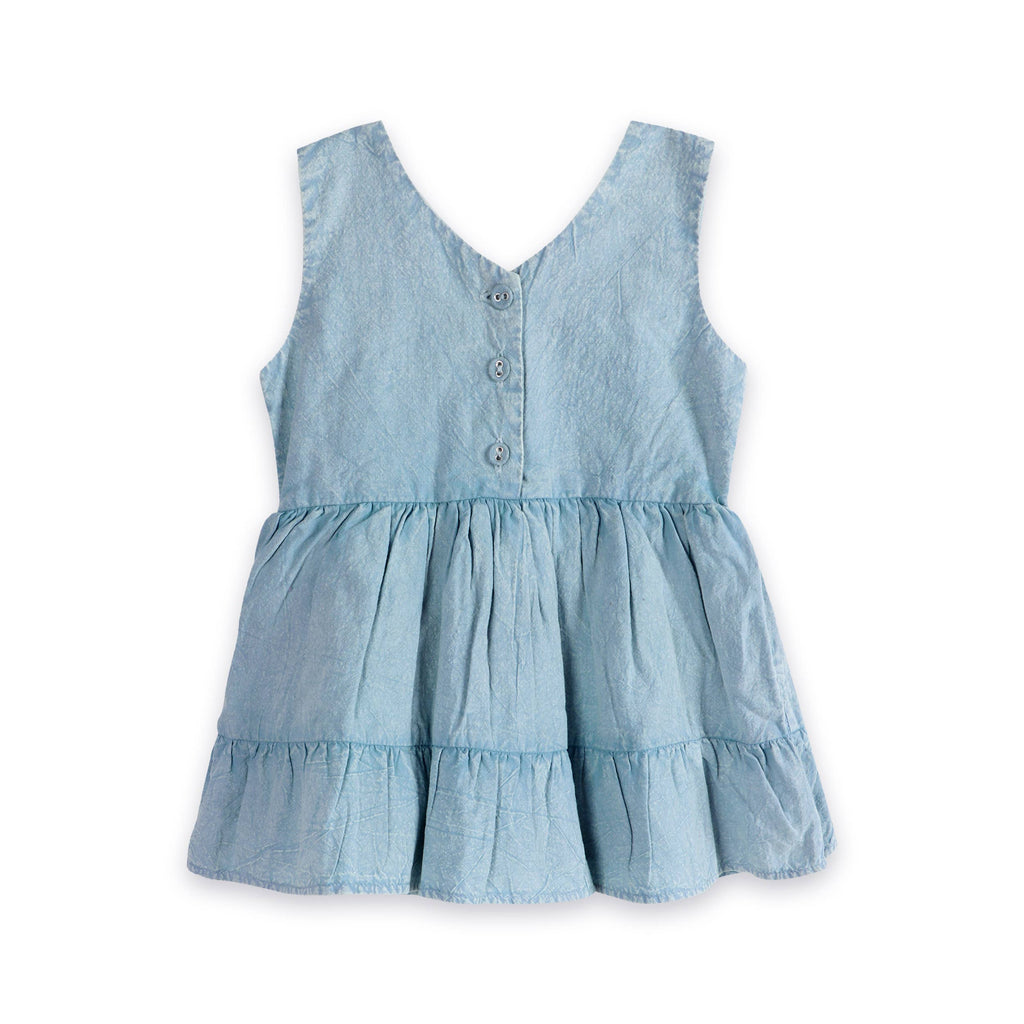 River Soft Hand-Dyed Denim Baby Dress + Bloomer