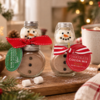 Stack Glass Jar Snowman Cocoa S/2