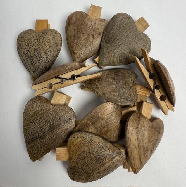 Wooden Heart Clips