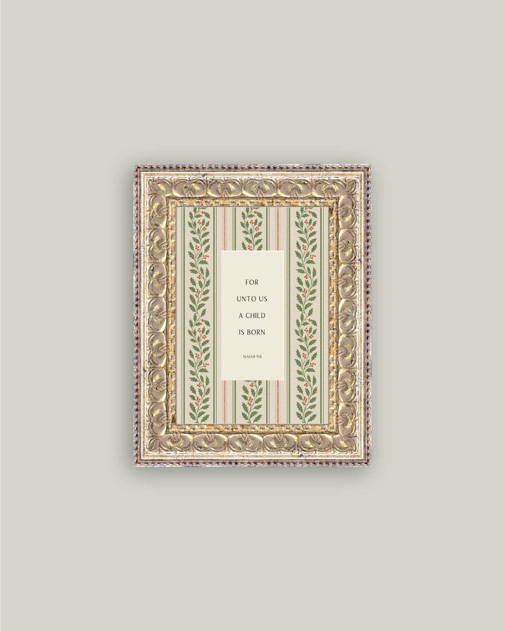A Child is Born Framed Antique Art: 12x16