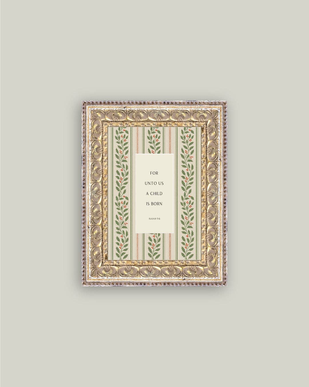 A Child is Born Framed Antique Art: 12x16