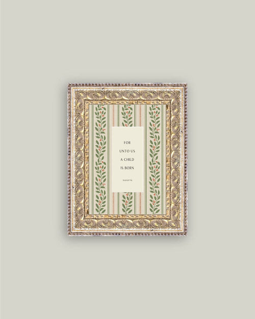 A Child is Born Framed Antique Art: 12x16