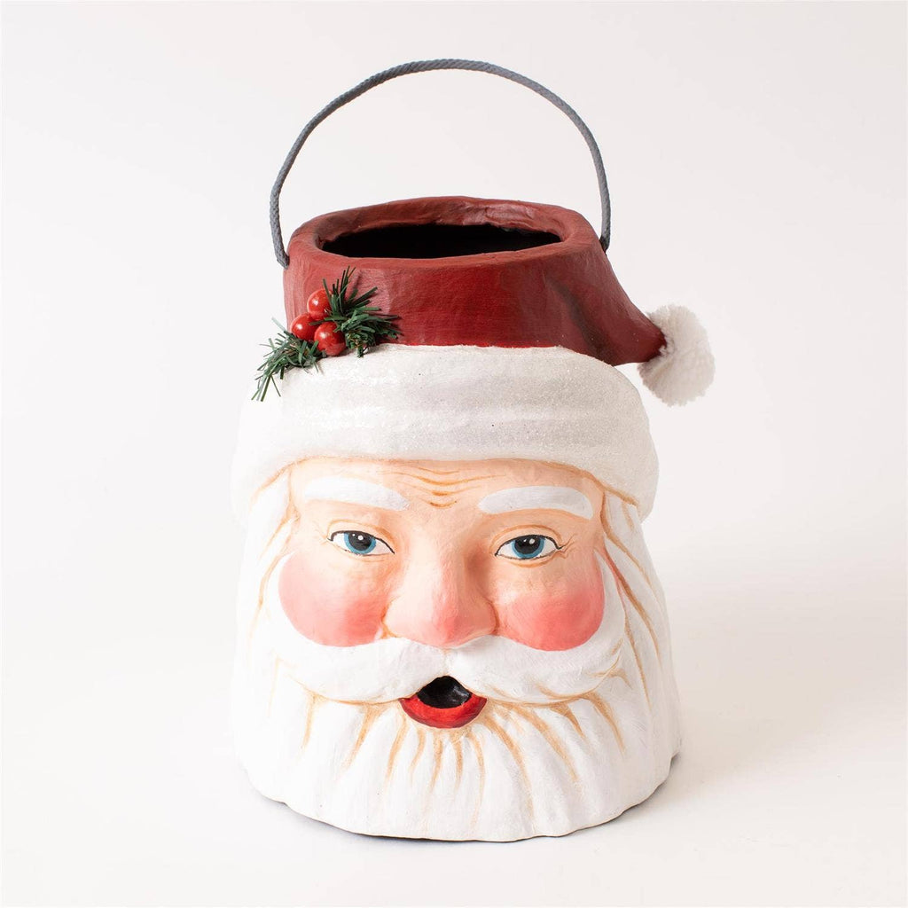 Jolly Santa Paper Mâché Storage Container