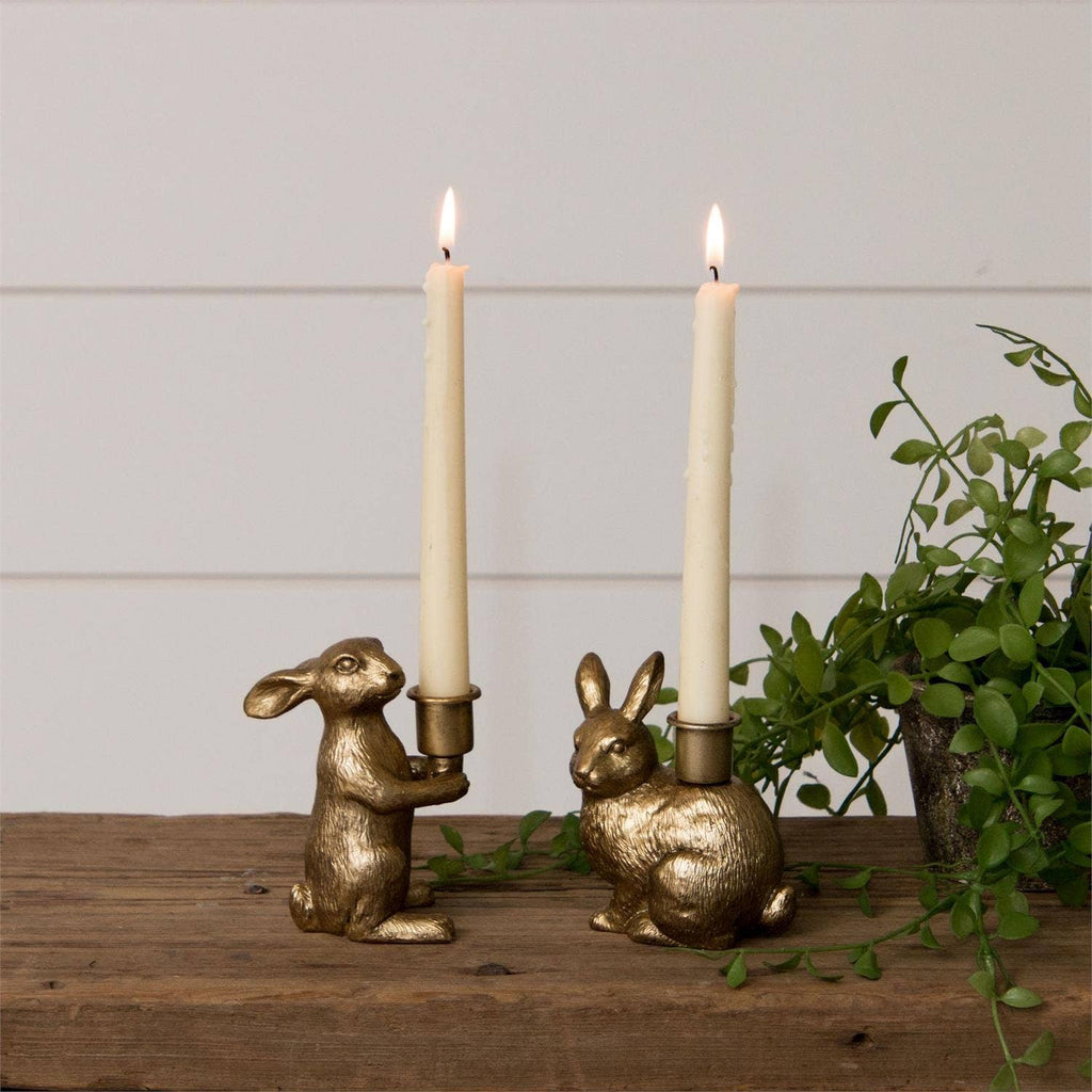 Gold Bunny Taper Candle Holders