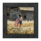 Child With Flag - Girl at Barn