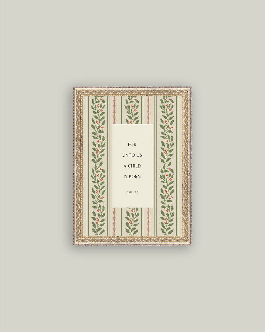 A Child is Born Framed Antique Art: 12x16