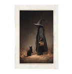 Witch with Black Cat on Path - Vertical Frame