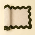 Moss Velvet Scallop Runner 108"
