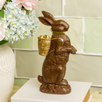 Vintage Chocolate Bunny w/ Gold Basket