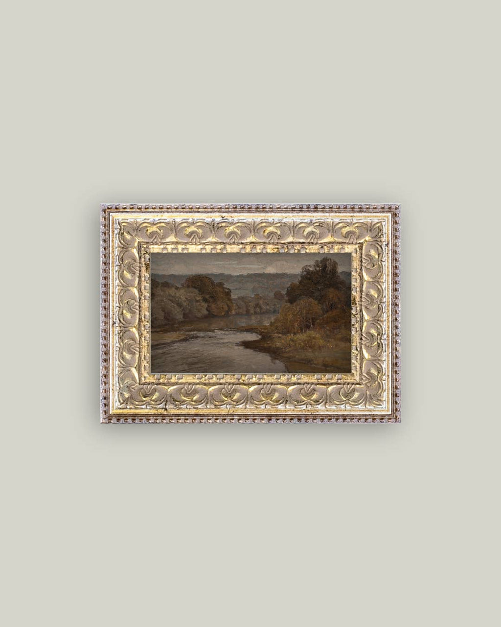 Autumn River Framed Antique Art - 20" x 11"
