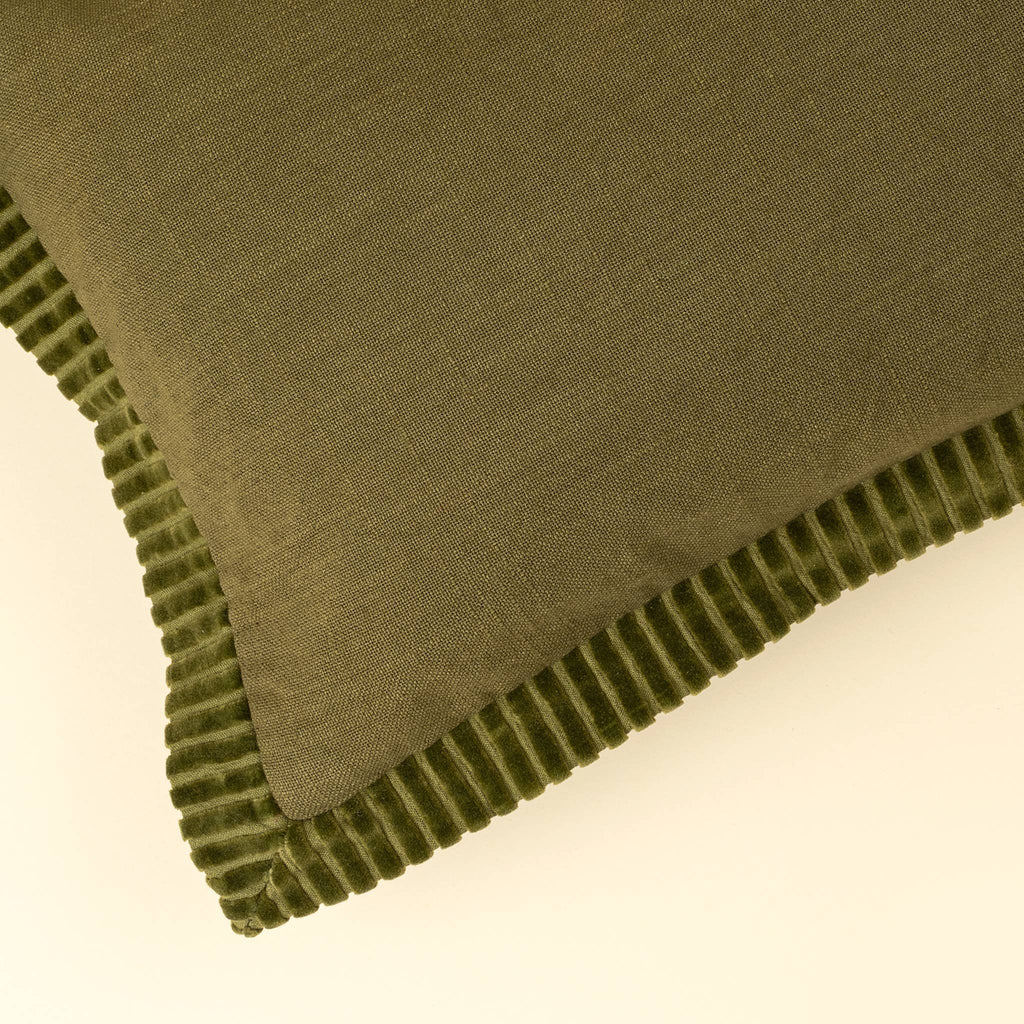 21x12 Corded Velvet Edge Pillow Moss