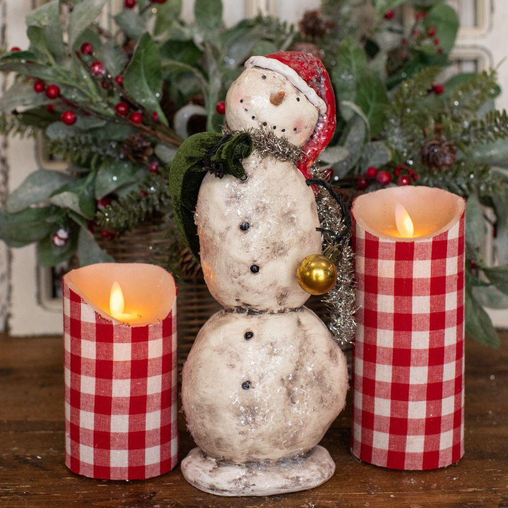 10.75" Christmas Snowman with Gold Ornament