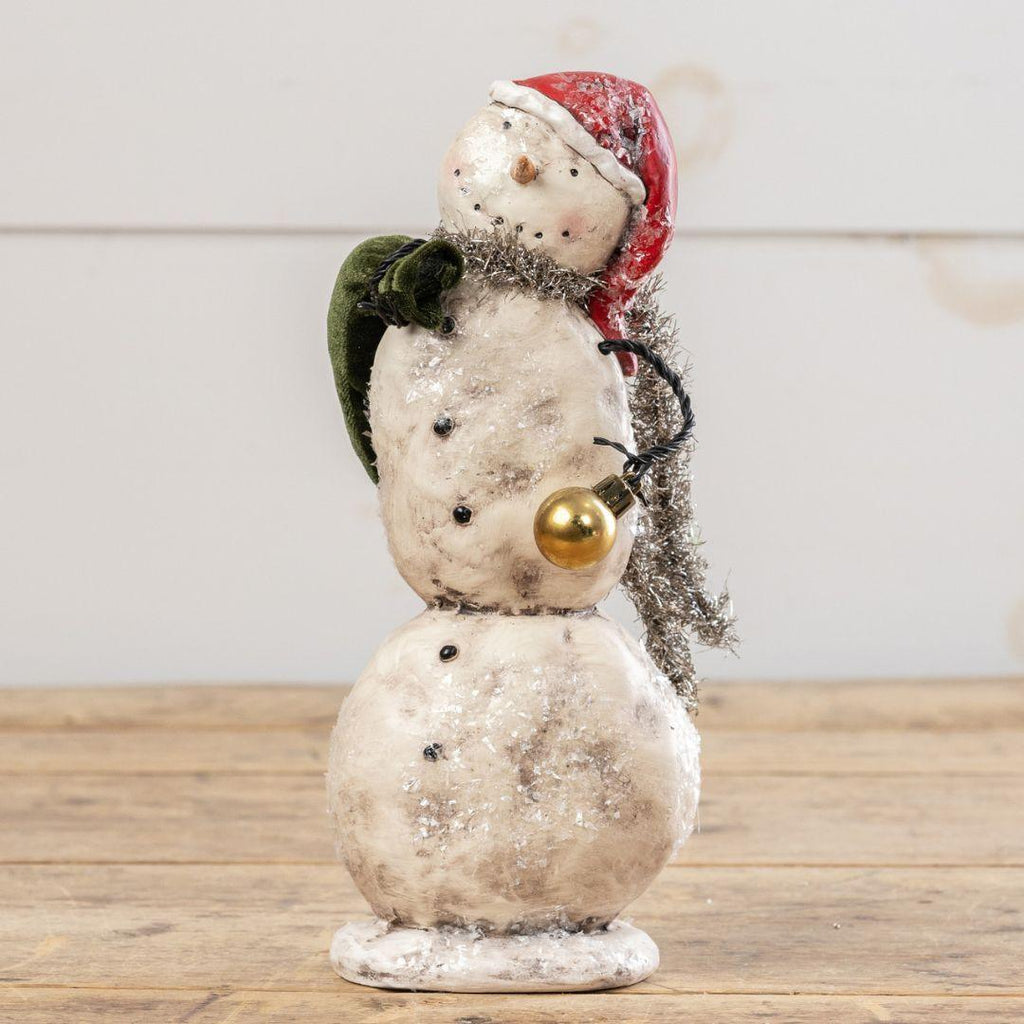 10.75" Christmas Snowman with Gold Ornament