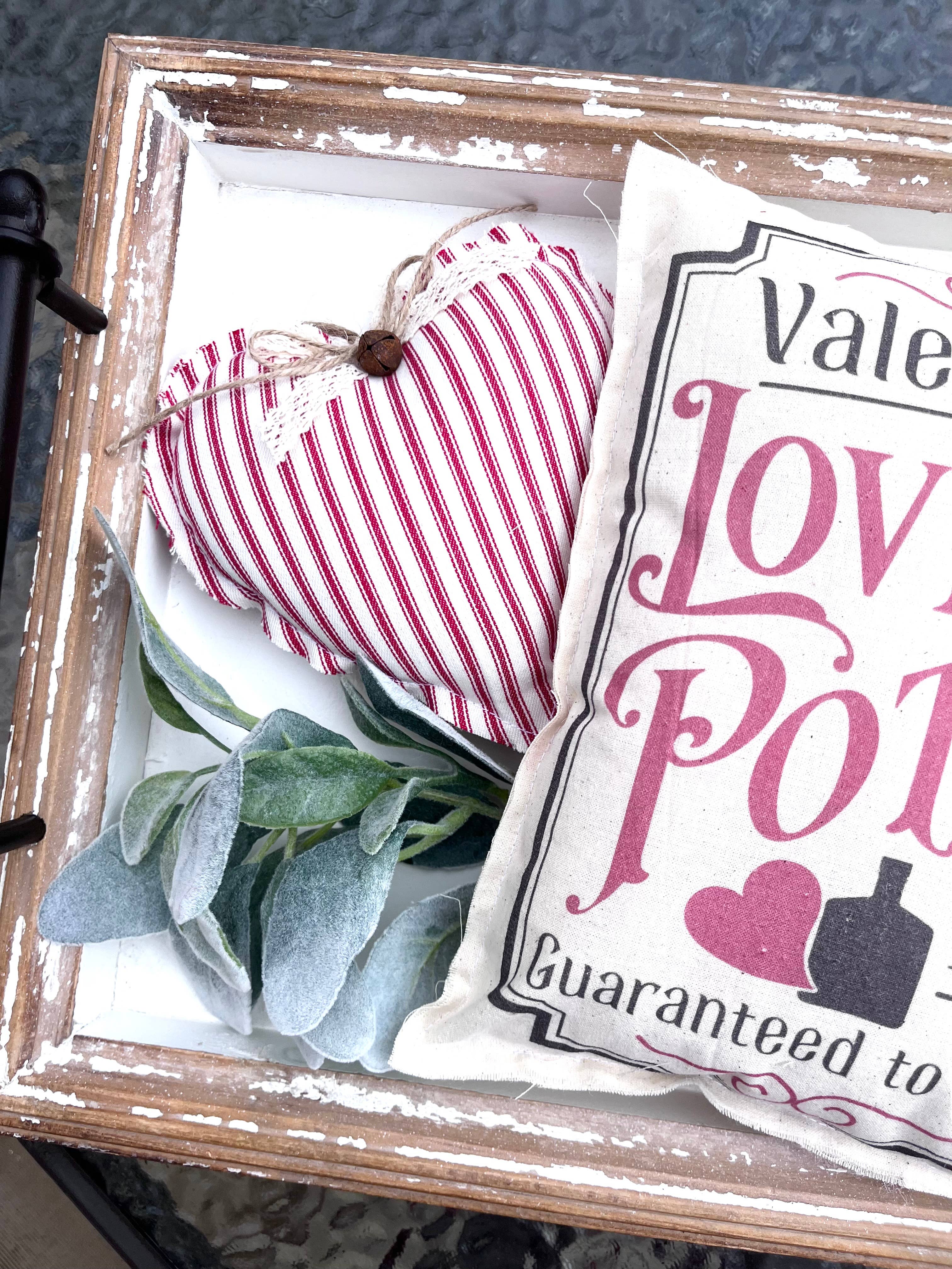 Valentine Rustic Hanging Hearts | Red Ticking