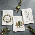 White Christmas Velvet Appliqué Towel - Wreath Style