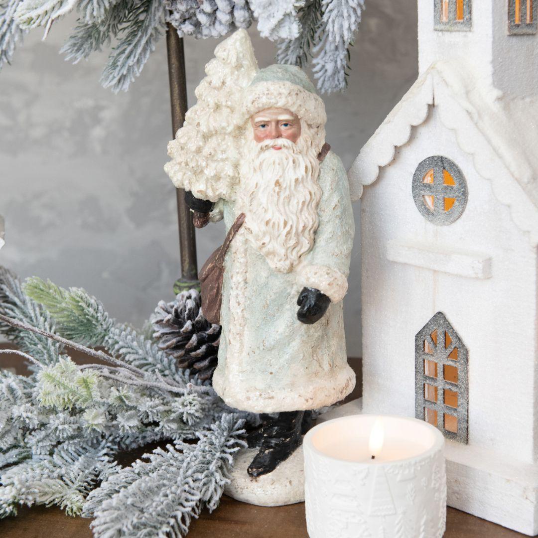 12.5" Santa In Silver with Tree