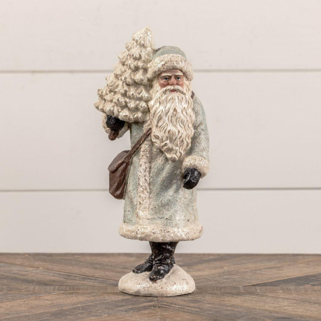 12.5" Santa In Silver with Tree