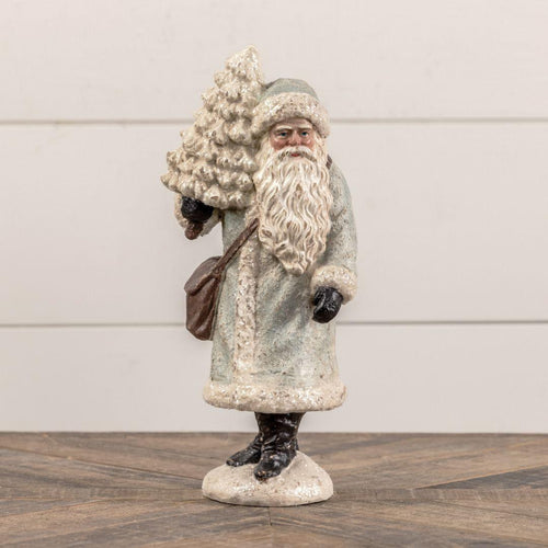 12.5" Santa In Silver with Tree