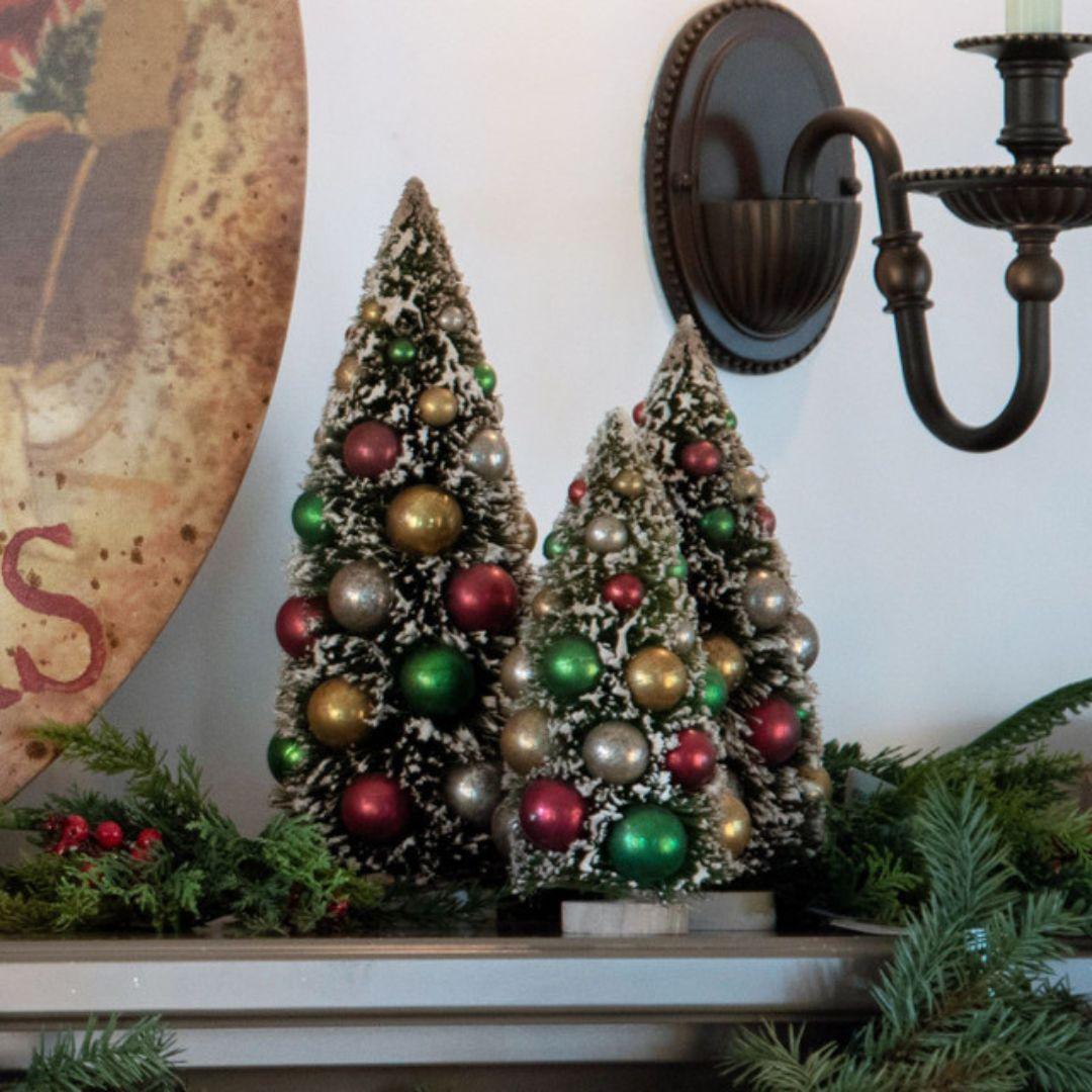 12" Multicolor Bead Bottlebrush Christmas Tree