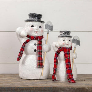 12.75" Vintage Snowman with Shovel
