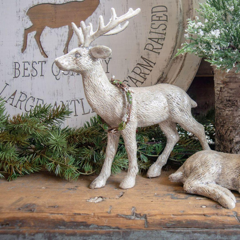 13" Standing Deer with Wreath