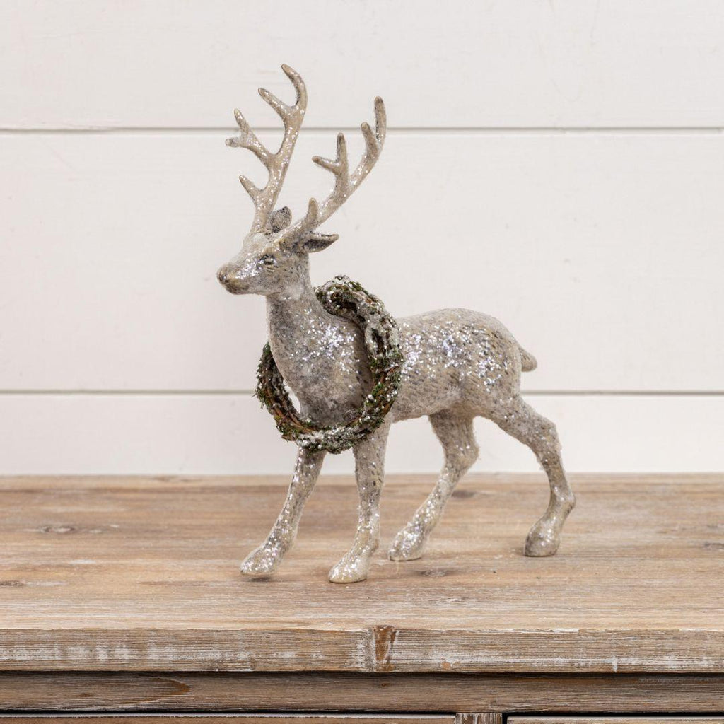 13" Standing Deer with Wreath