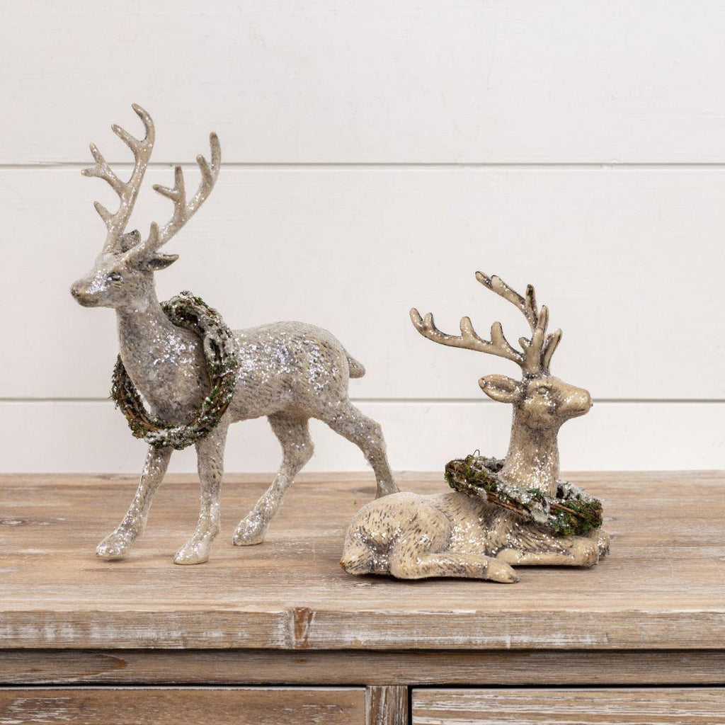 13" Standing Deer with Wreath