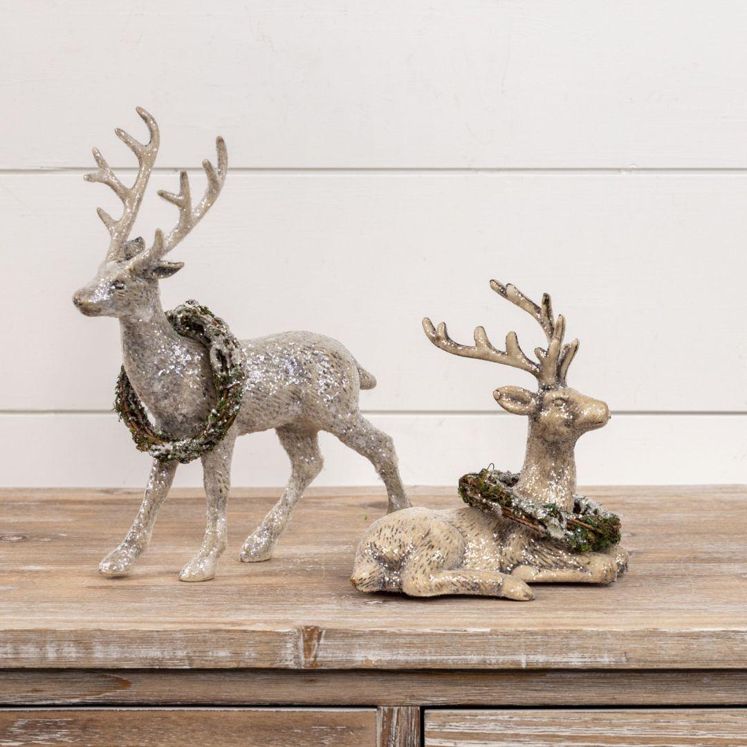 13" Standing Deer with Wreath