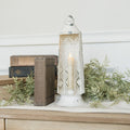 13" Valentina White Metal Lantern Candle Holder