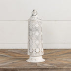 13" Valentina White Metal Lantern Candle Holder