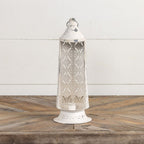 13" Valentina White Metal Lantern Candle Holder