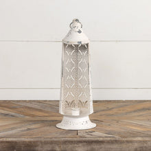 13" Valentina White Metal Lantern Candle Holder