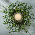 14" Tea Leaf with White Flower Candle Ring