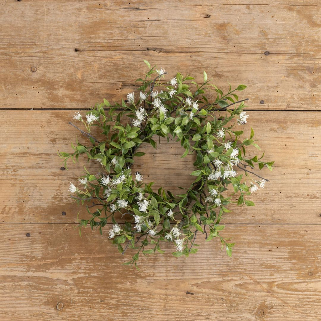 14" Tea Leaf with White Flower Candle Ring
