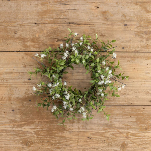 14" Tea Leaf with White Flower Candle Ring