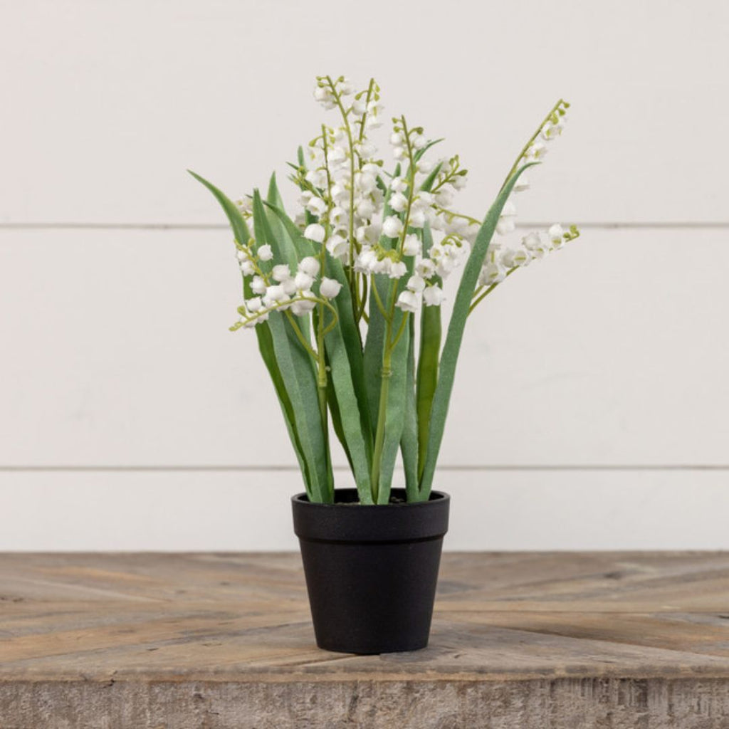 14" Potted White Bellflower Decor